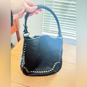 Frye Melissa Diamond Stud Zip Hobo Black